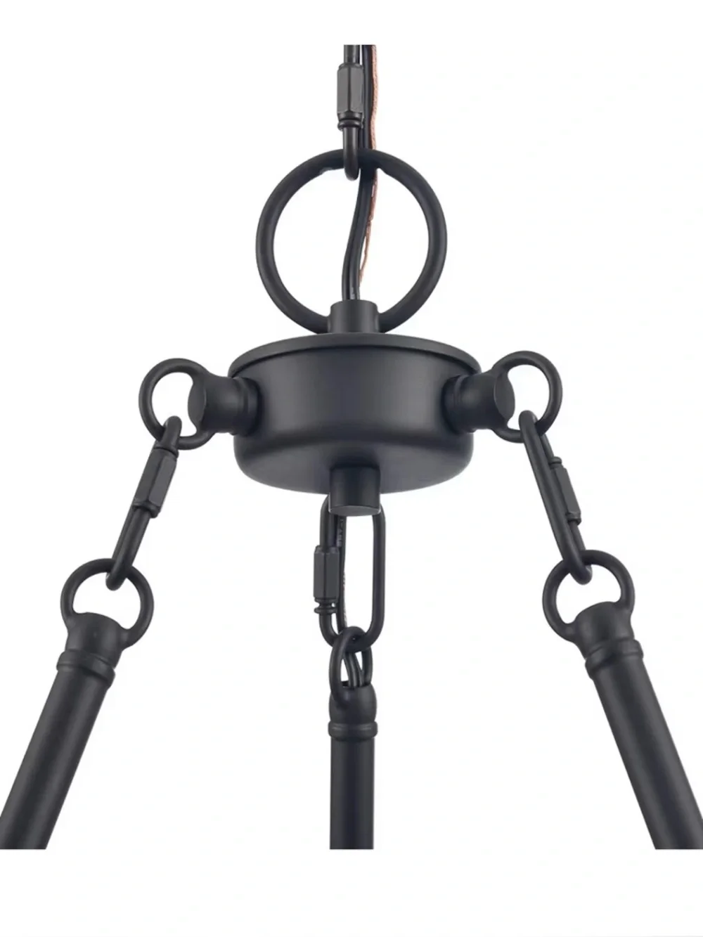 5-Light Round Chandelier with Fabric Shades - Matte Black and Cream NEW
